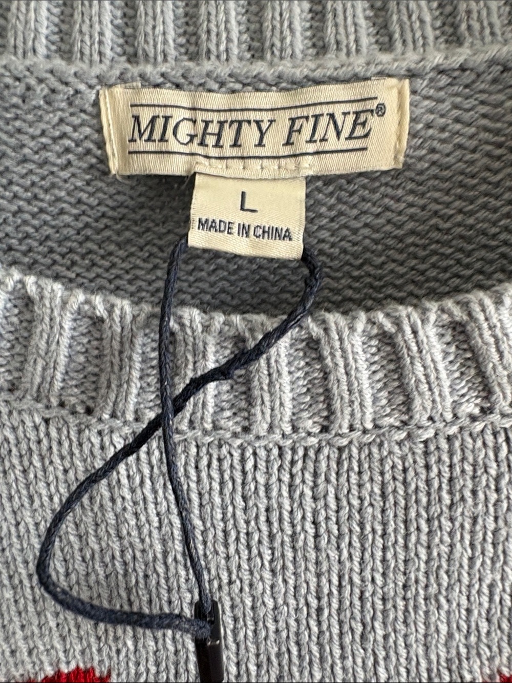 Mighty Fine Light Blue Preppy Beach Crewneck Sweater w/Red Lobster Motif SZ L - Picture 3 of 6